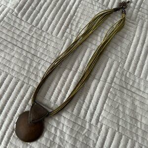 Multistrand Necklace with Brown Pendant